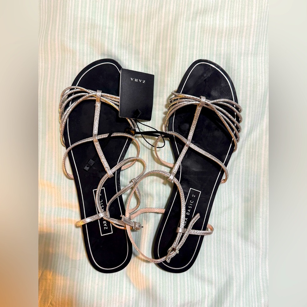 NWT Zara strappy flat sandals
